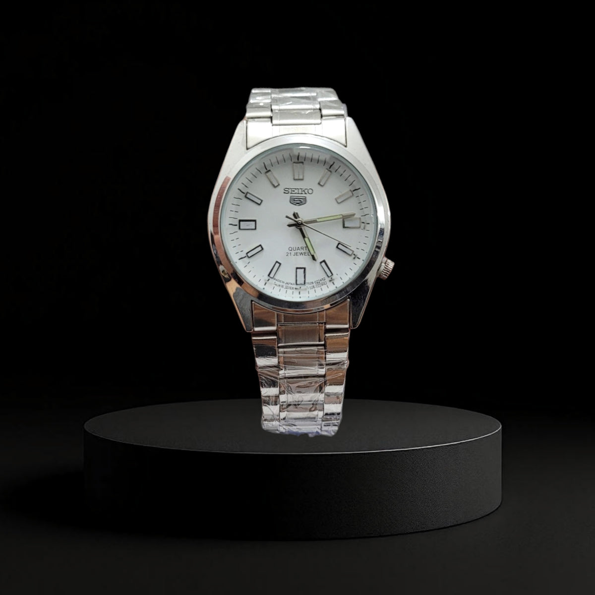 Reloj Seiko Clásico para Hombre - Acero Plateado y Esfera Blanca