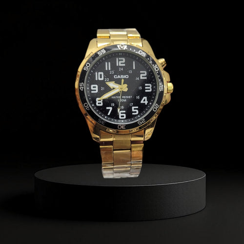 Reloj Casio Deportivo para Hombre - Acero Dorado y Esfera Negra