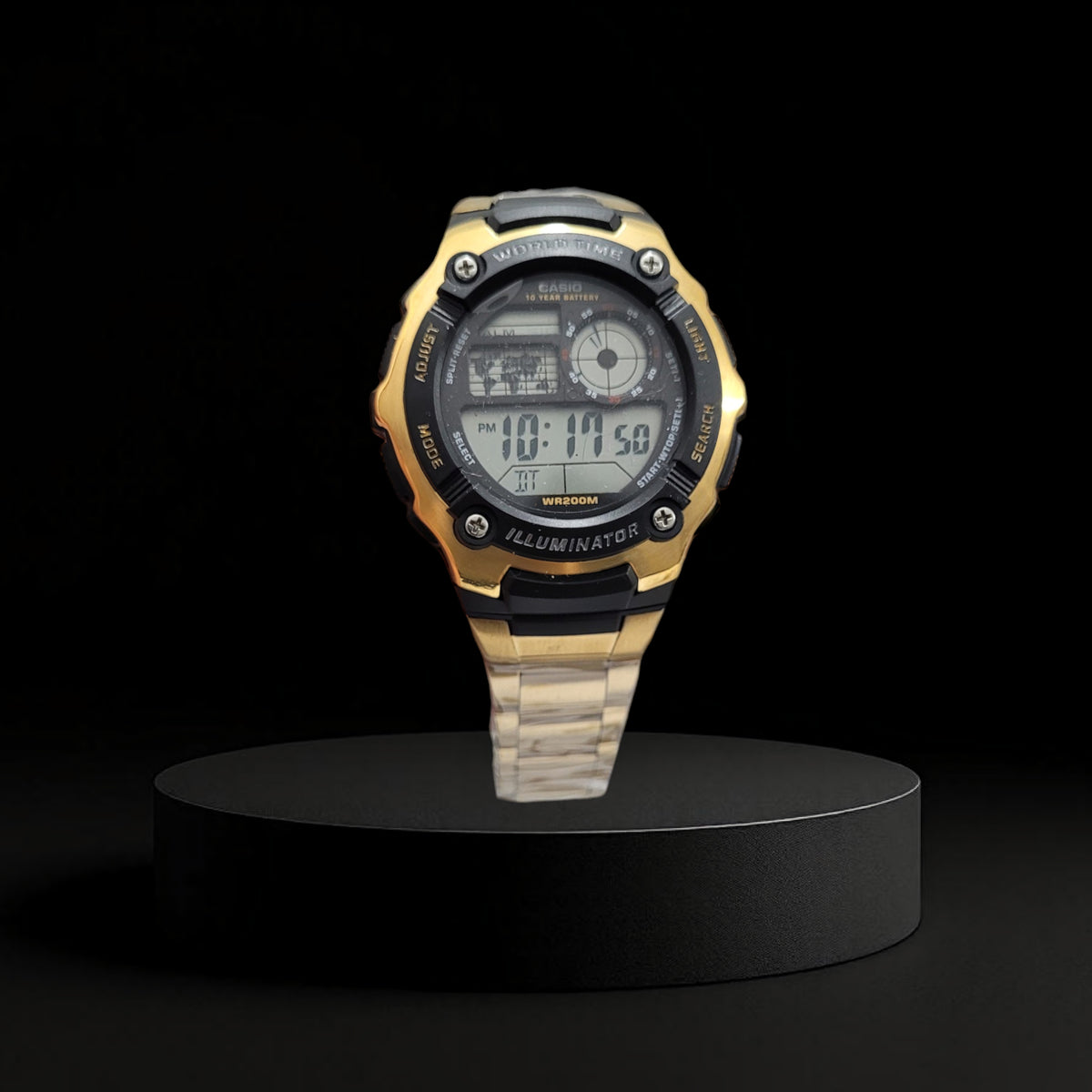 Reloj Casio "World Time" AE-1400WH - Edición Redonda Dorado y Negro
