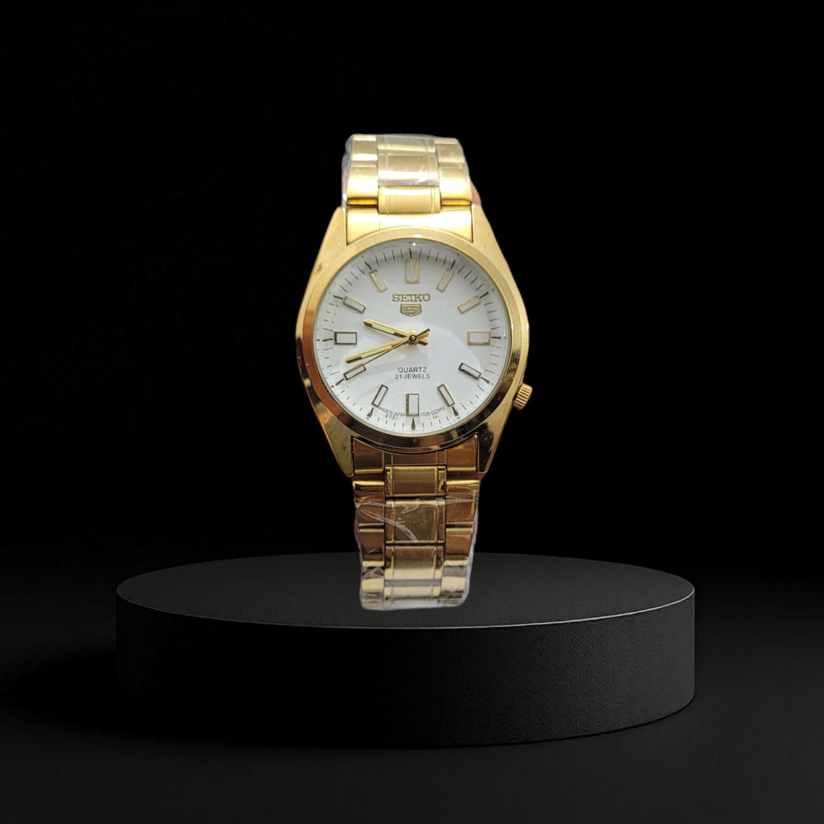 Reloj Seiko Vintage Dorado con Esfera Blanca - Clásico de Caballero