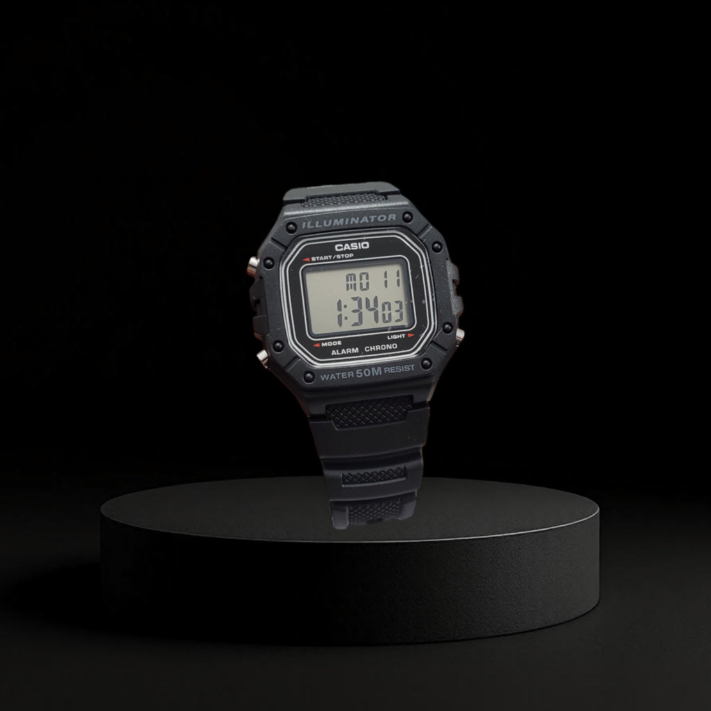 Reloj Casio W-218H Deportivo Negro para Hombre - Estilo Robusto Illuminator