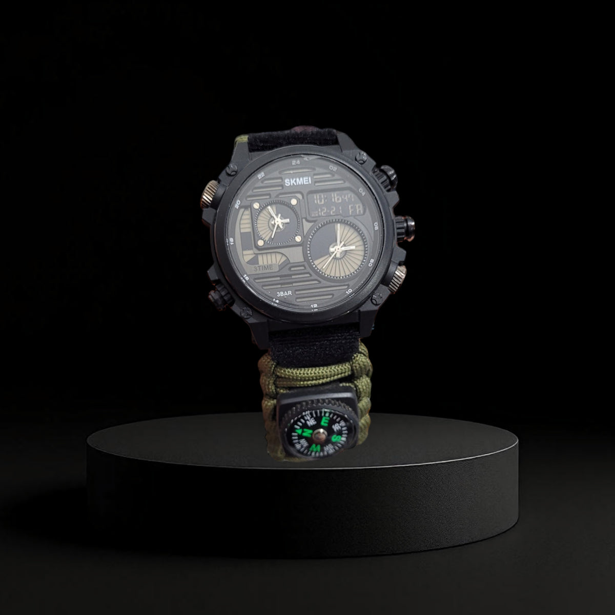 Reloj Táctico Militar SKMEI con Correa Paracord y Brújula - Verde Olivo y Negro