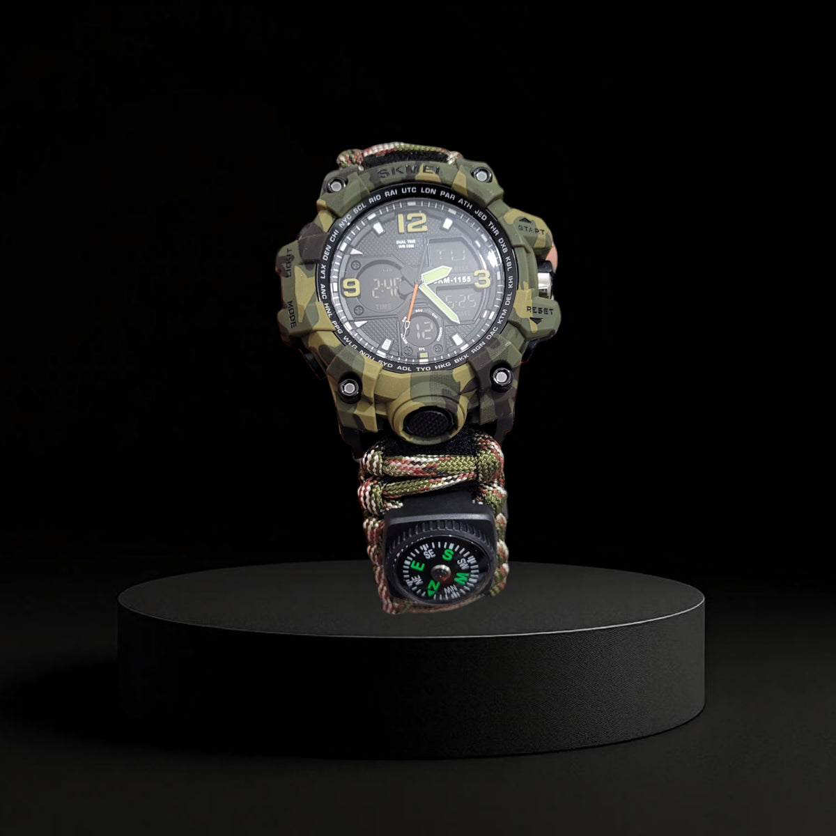 Reloj Táctico Militar SKMEI 1155 Camuflaje con Correa Paracord y Brújula