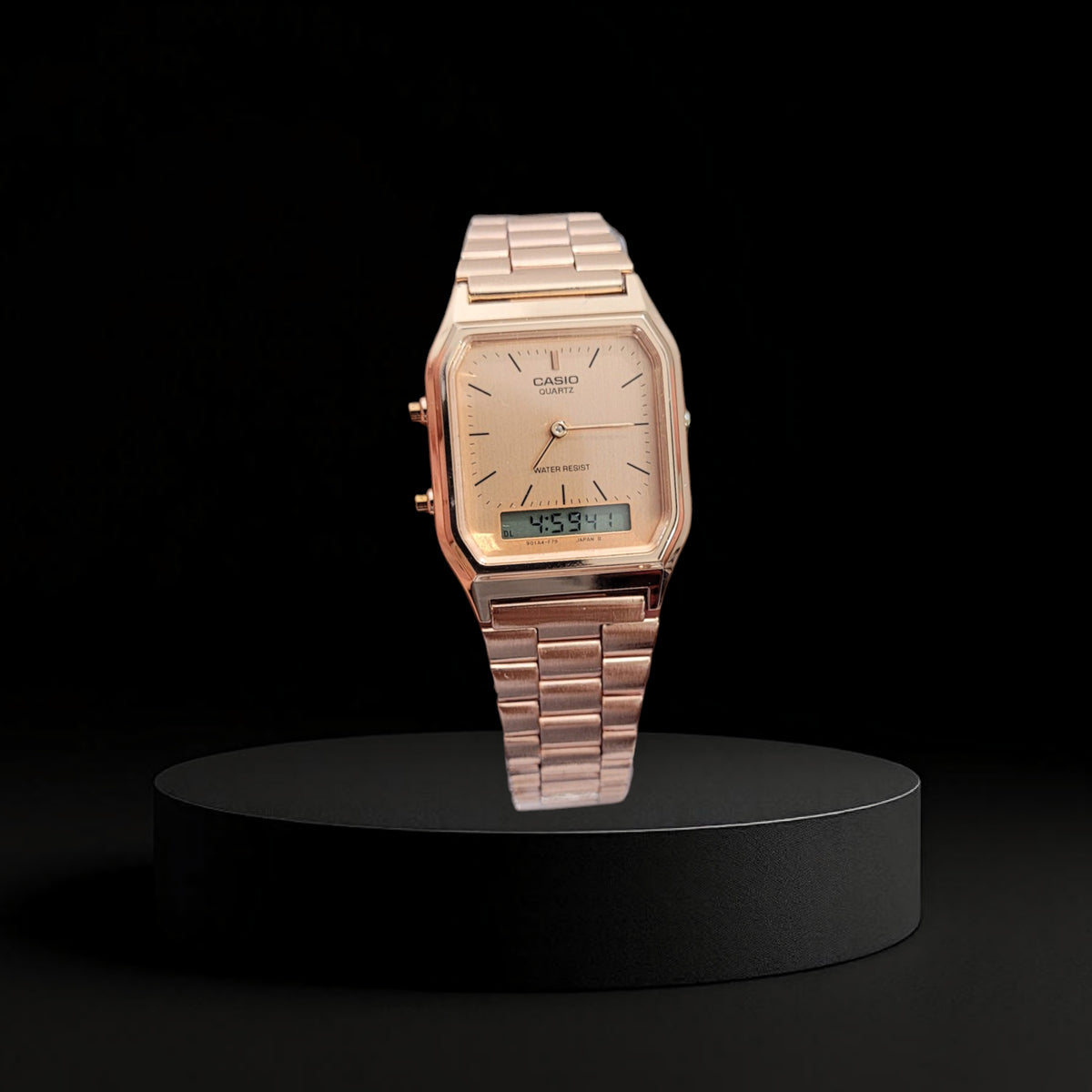 Reloj Casio Vintage AQ-230 Clásico - Completo en Oro Rosa