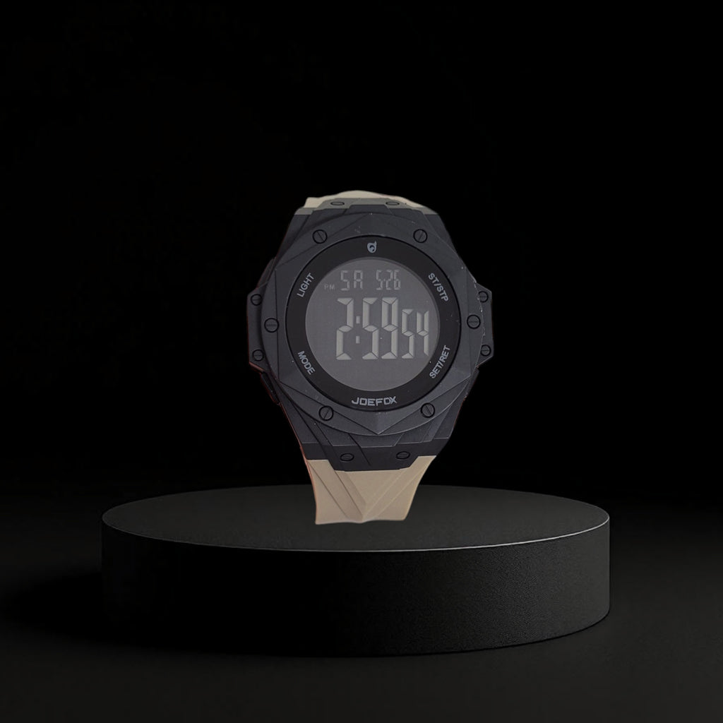 Reloj Deportivo Digital Joefox Negro y Arena - Diseño Robusto y Urbano
