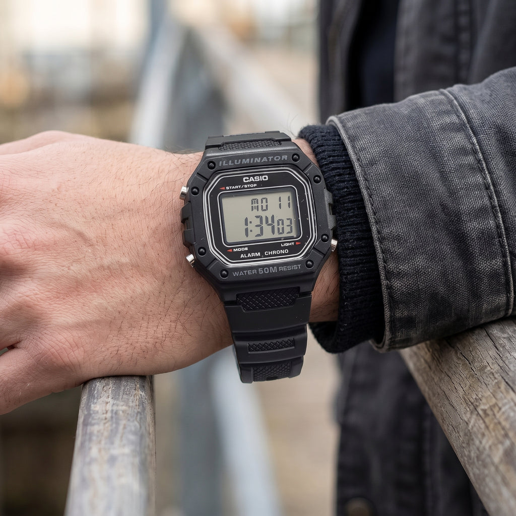 Reloj Casio W-218H Deportivo Negro para Hombre - Estilo Robusto Illuminator