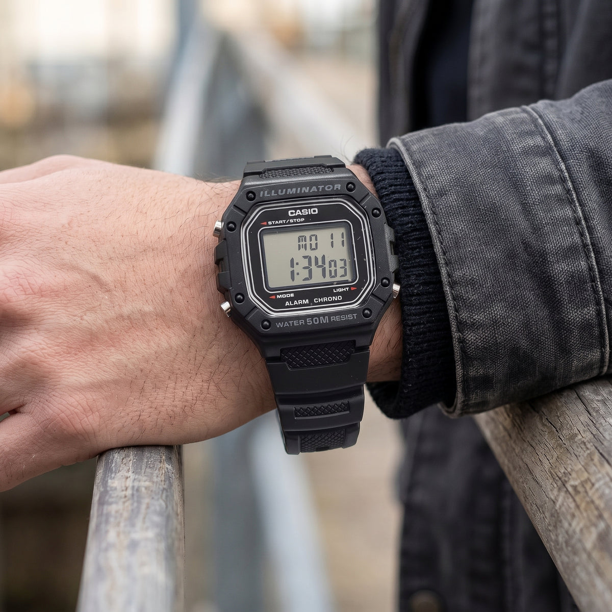 Reloj Casio W-218H Deportivo Negro para Hombre - Estilo Robusto Illuminator