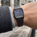 Reloj Casio AQ-230 Vintage - Acero Negro y Esfera Azul Profundo