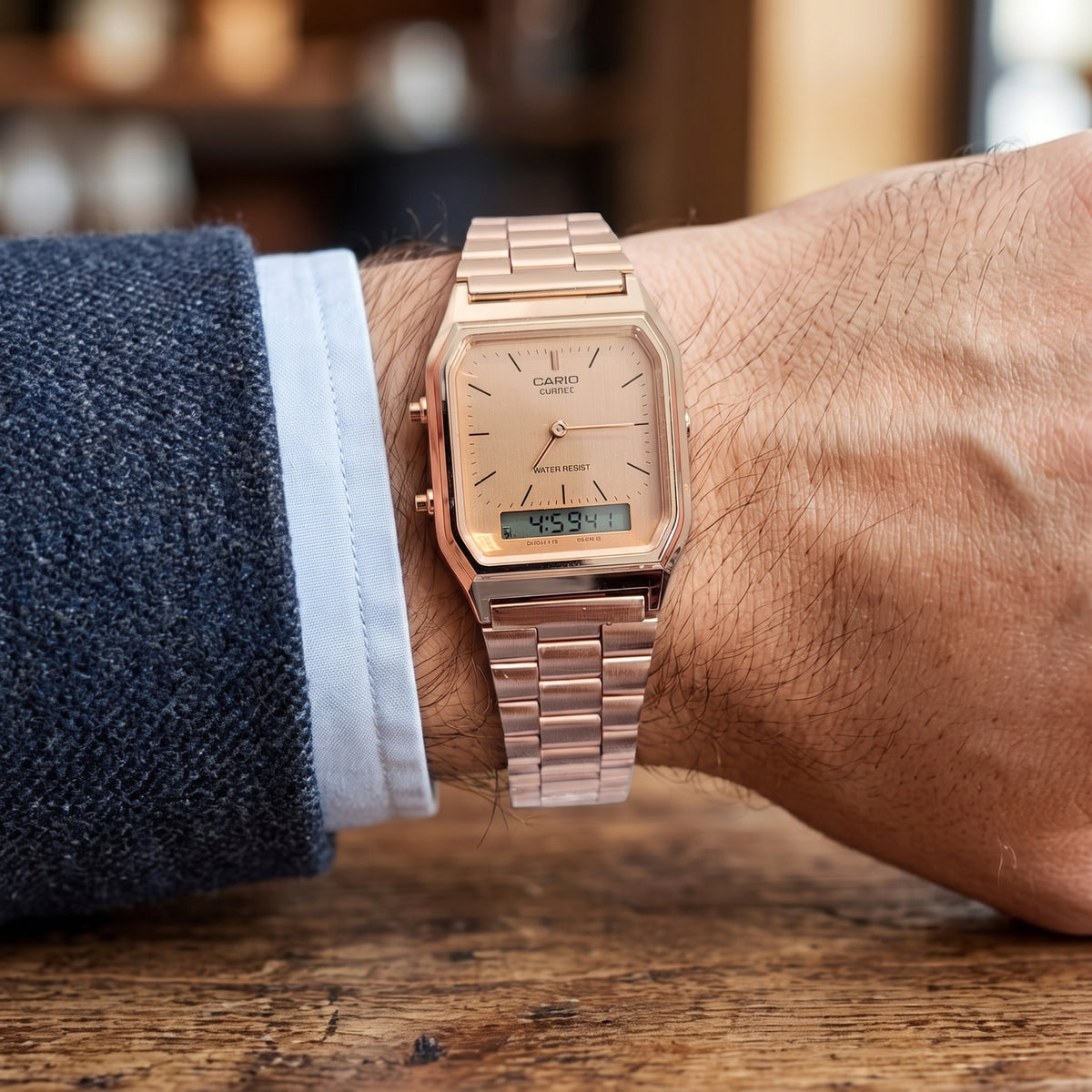 Reloj Casio Vintage AQ-230 Clásico - Completo en Oro Rosa