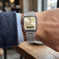 Reloj Casio Vintage AQ-230 Clásico - Plateado con Carátula Champaña