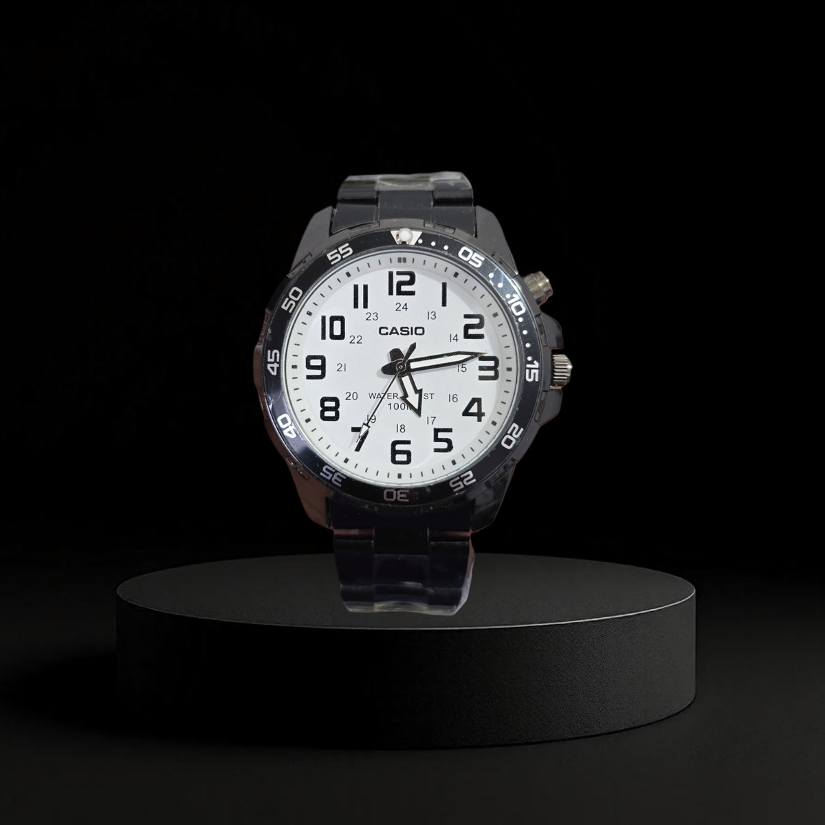 Reloj Casio para Hombre - Acero Negro y Esfera Blanca