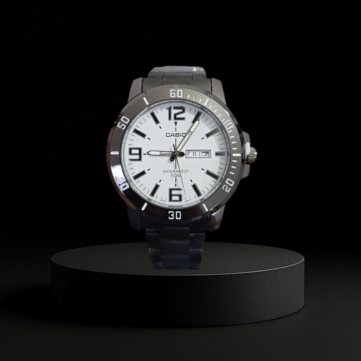 Reloj Casio MTP-VD01 para Hombre - Acero Oscuro y Esfera Blanca