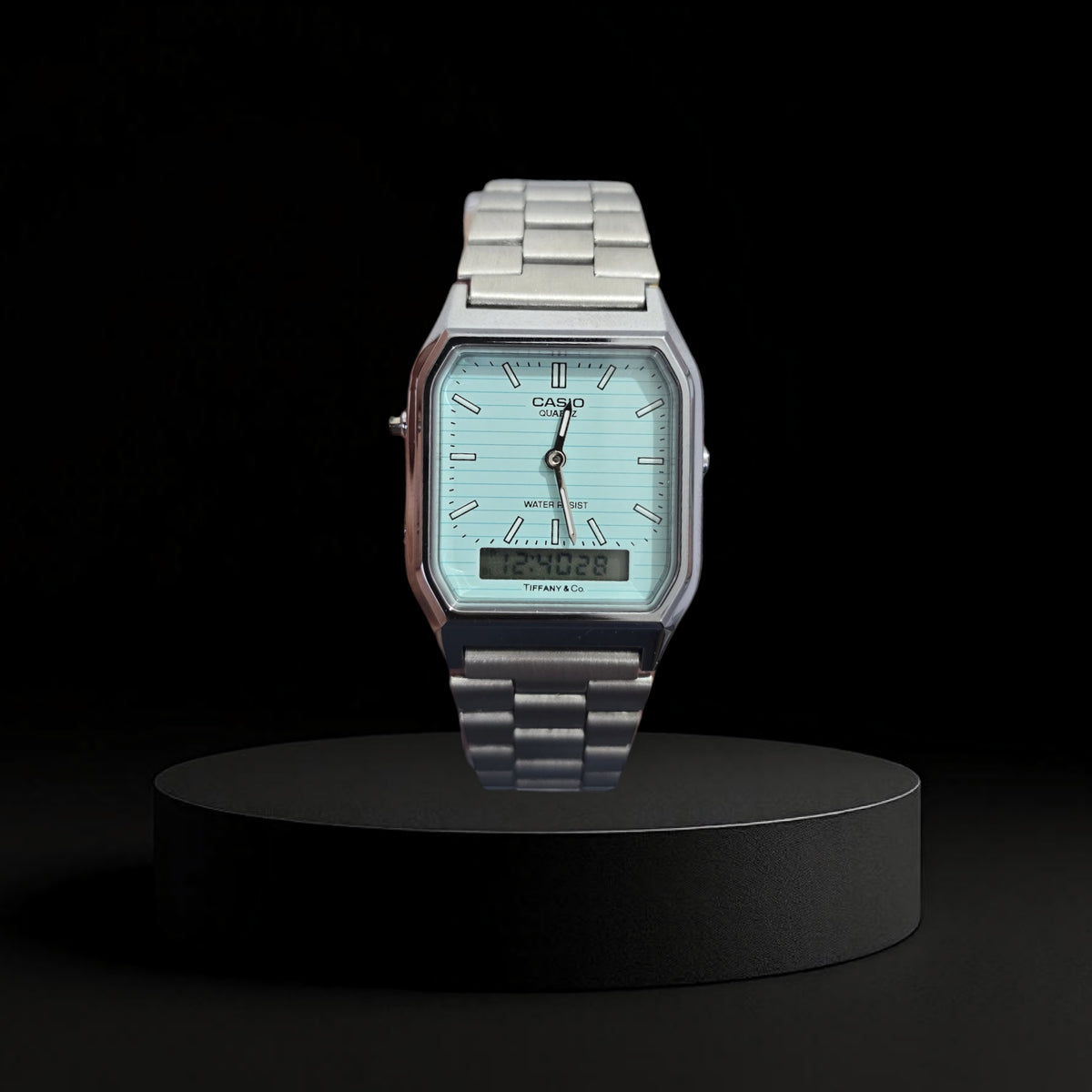 Reloj Casio Retro "Tiffany Blue" - Acero Plateado, Dual Análogo y Digital