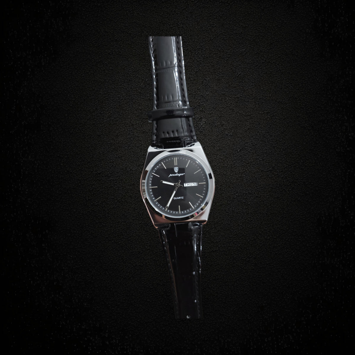 Reloj Poedagar Elegance - Esfera Negra y Cuero Texturizado